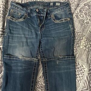 Women's Miss Me Blue Jeans with Embellished Pockets